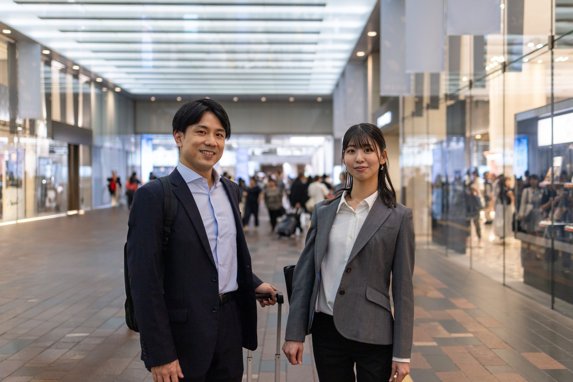 Portrait of business people in city
